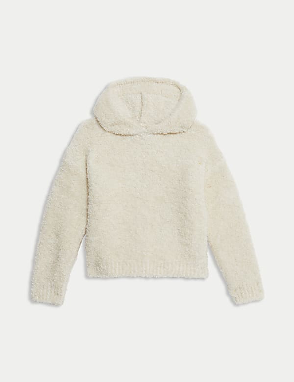 Gebreide hoodie met boucl&eacute;structuur (6-16 jaar) - NL