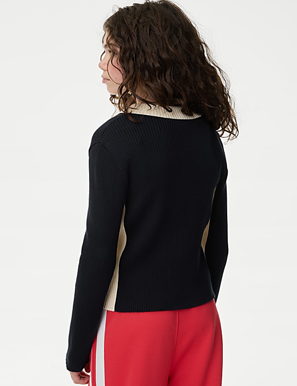 Jersey estilo universitario de algodón a rayas con cremallera (6-16 años) - ES