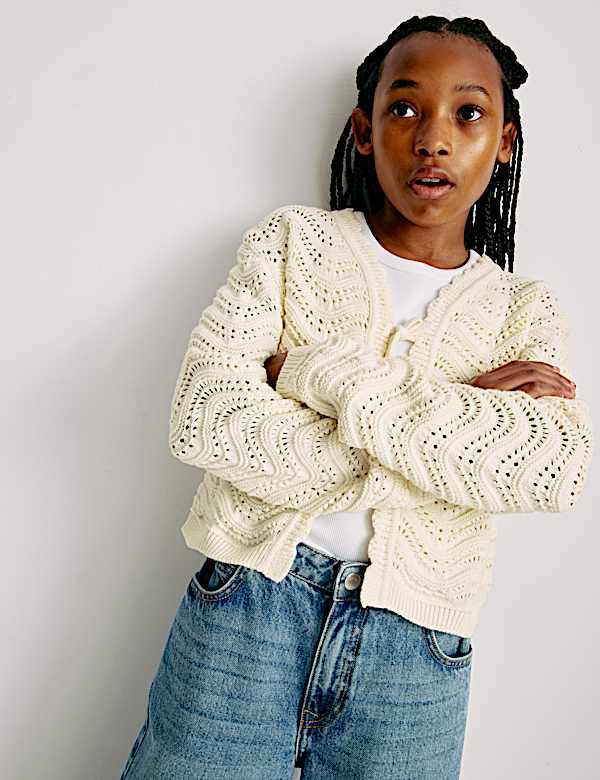 Pure Cotton Knitted Cardigan (6-16 Yrs) - AL