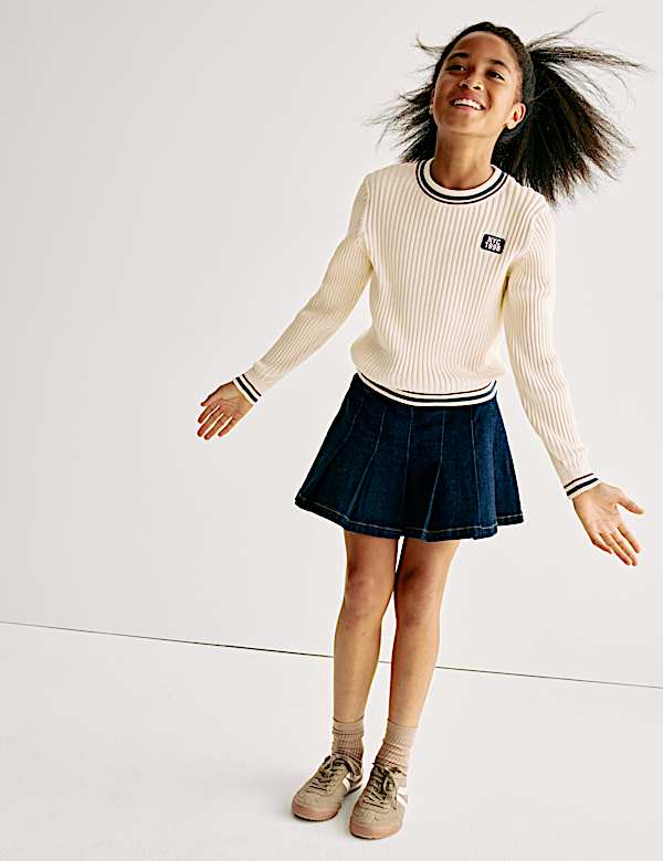 Pure Cotton Ribbed Jumper (6 - 16 yrs)