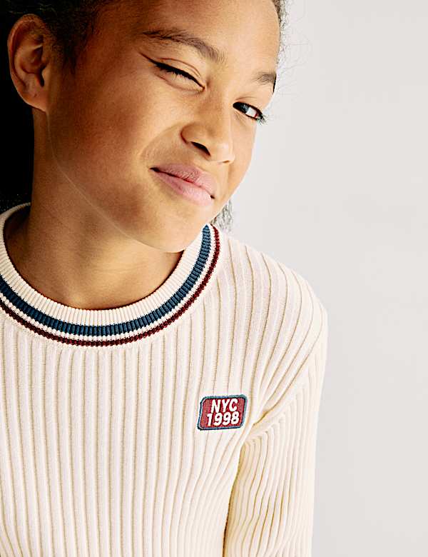 Pure Cotton Ribbed Jumper (6 - 16 yrs)