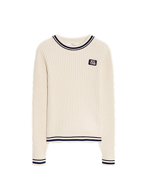 Pure Cotton Ribbed Jumper (6 - 16 yrs)