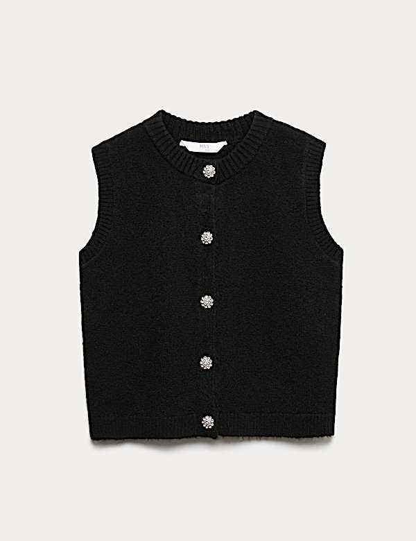 Button Through Knitted Vest (6-16 Yrs) - CN