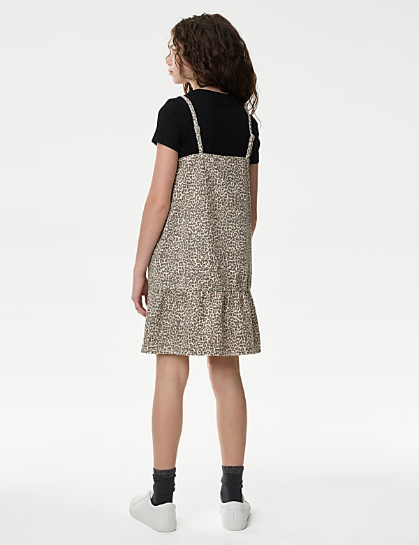 2pc Leopard Print Denim Dress Outfit (2-16 Yrs)