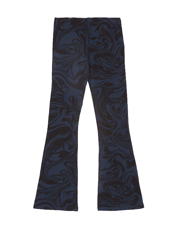 Cotton Rich Marble Print Flared Leggings