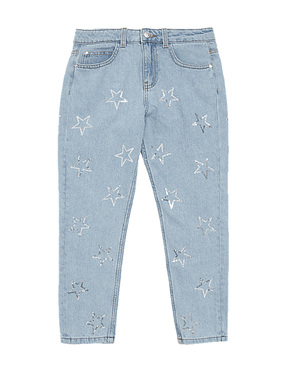 Mom Denim Sequin Star Jeans (6-16 Yrs)