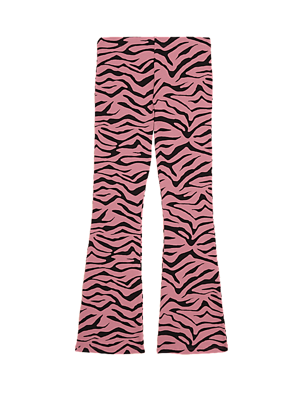 Cotton Rich Zebra Print Flared Leggings