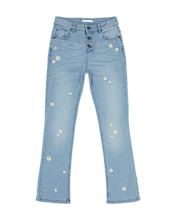 Cotton Embroidered Floral Jeans (6-16 Yrs)