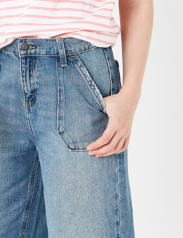 Cotton Wide Legged Cropped Jeans (6-16 Yrs)