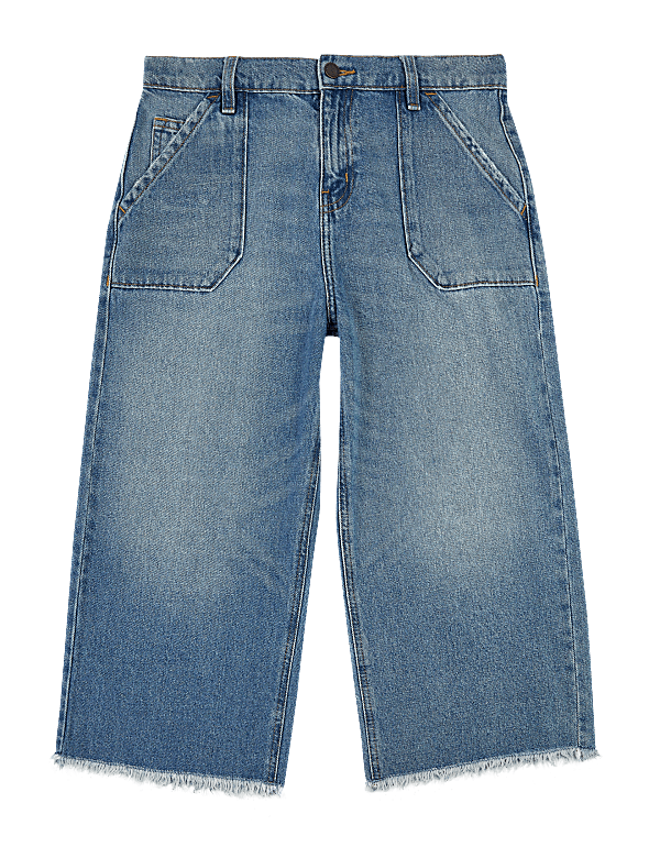 Cotton Wide Legged Cropped Jeans (6-16 Yrs)