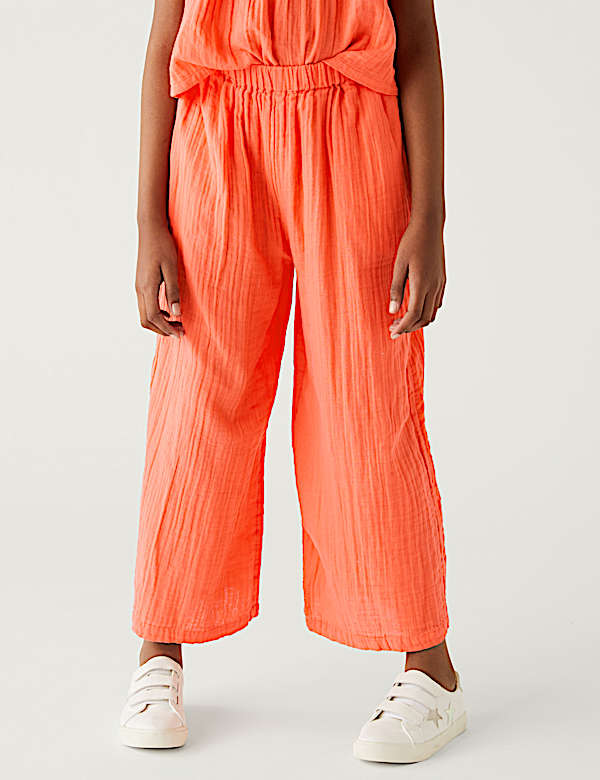Pure Cotton Wide Leg Trousers