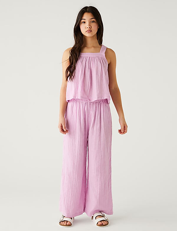 Pure Cotton Wide Leg Trousers