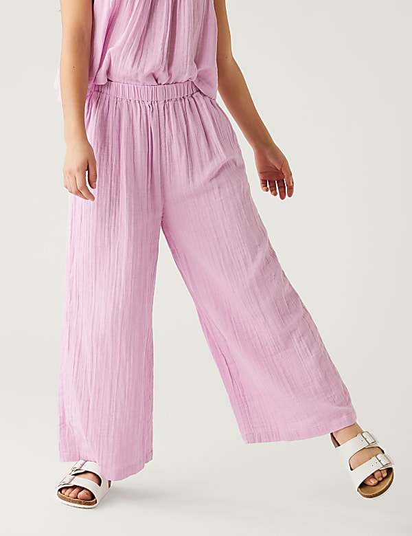Pure Cotton Wide Leg Trousers