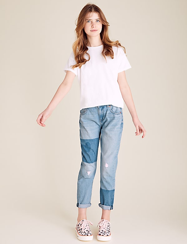 【現金特価】 Jeans Patchwork Denim Fit Mom Buy (6-16 Spencer & Marks at Yrs) トップス