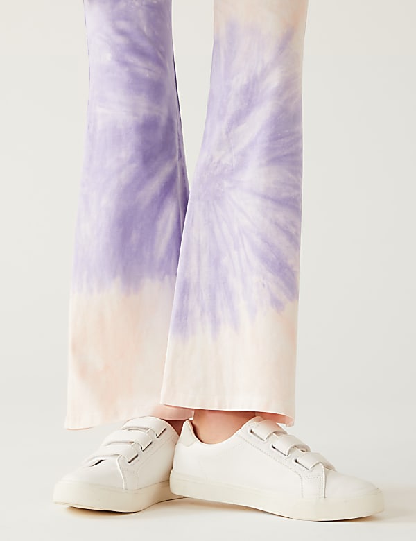 Cotton Rich Tie Dye Flared Leggings