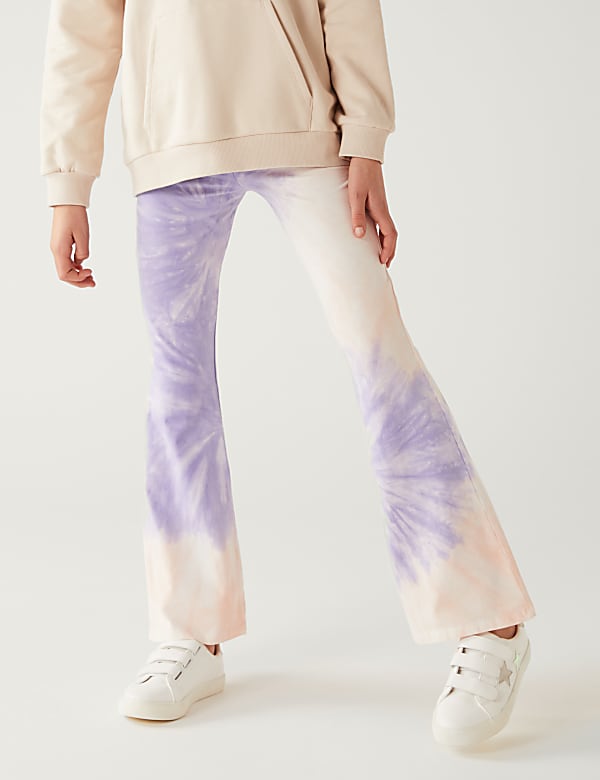 Cotton Rich Tie Dye Flared Leggings