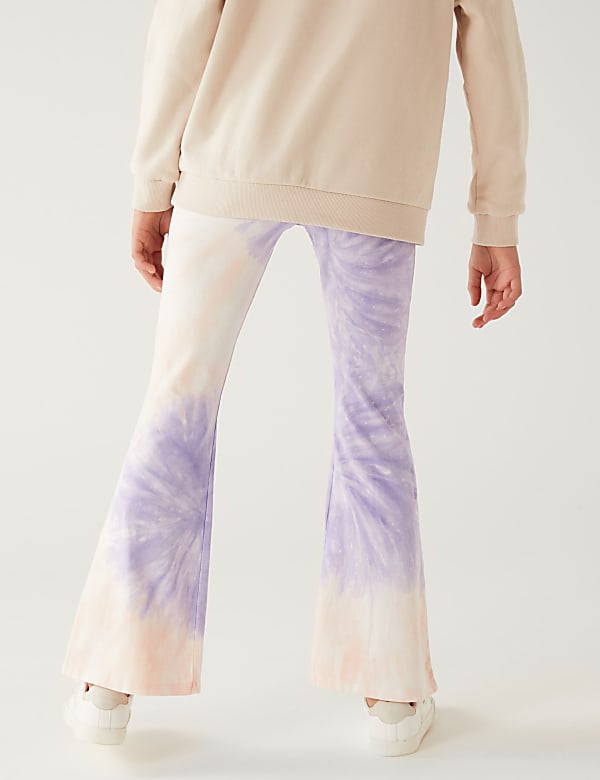 Cotton Rich Tie Dye Flared Leggings
