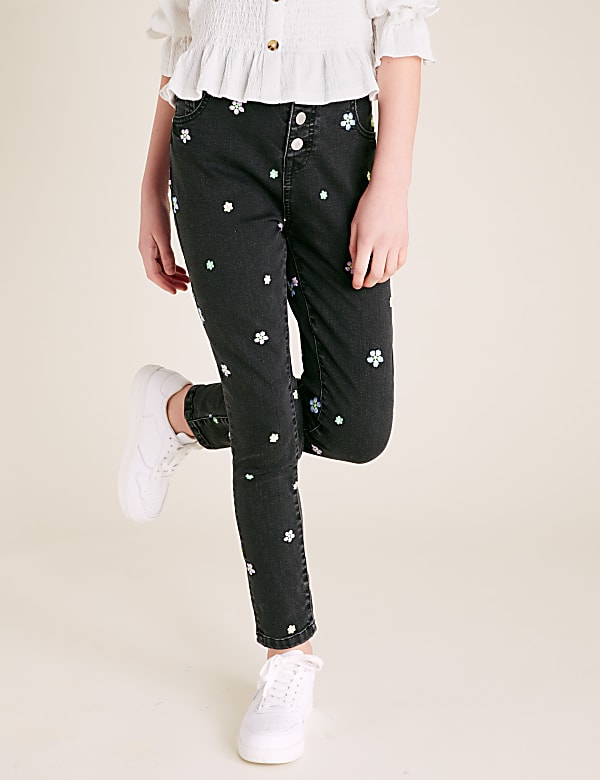 Mini Ivy Skinny Cotton Embroidered Jeans (6-14 Yrs)