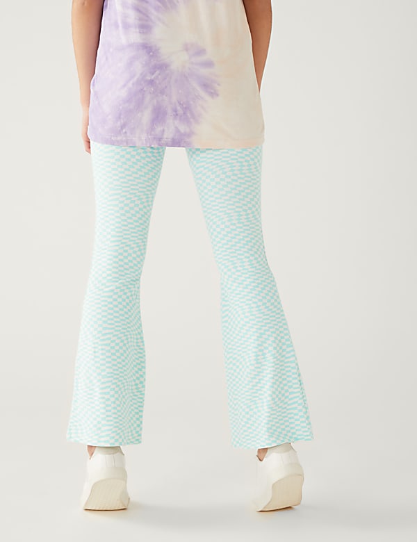 Cotton Rich Checkerboard Flared Leggings