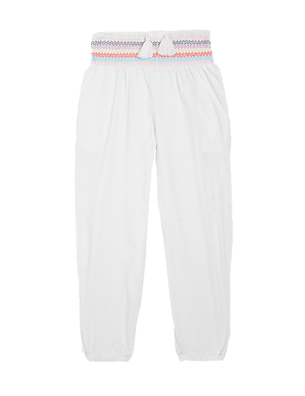 Relaxed Pure Cotton Embroidered Trousers (6-16 Yrs)