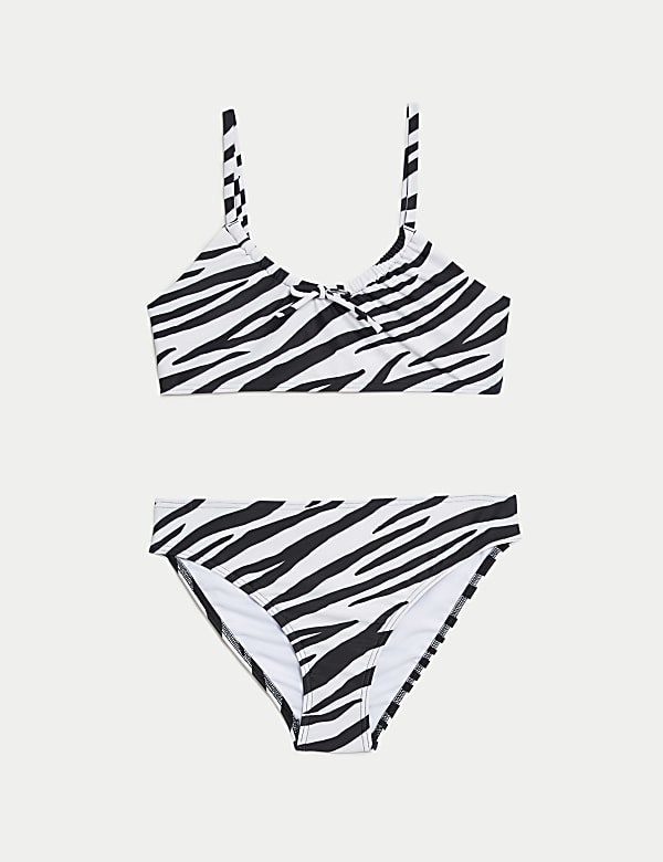 \nPrinted Tie Front Bikini (6-16 Yrs) - GR