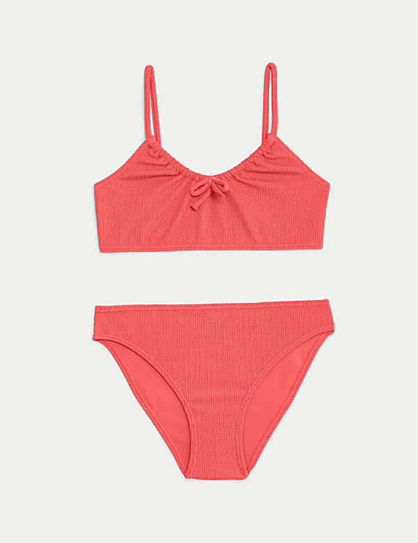 Bikini effet froisse a motif texture du 6 au 16 ans CORAL Bikinis M S BE