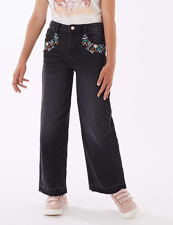 Denim Embroidered Wide Leg Jeans (6-16 Yrs)