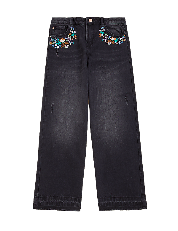 Denim Embroidered Wide Leg Jeans (6-16 Yrs)