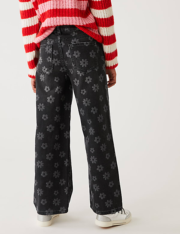 Wide Leg Denim Floral Jeans (6-16 Yrs)