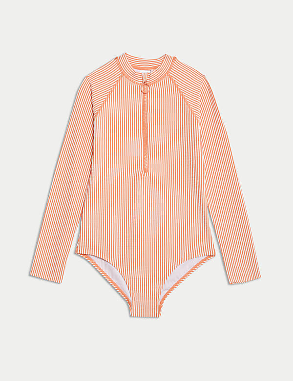 Striped Long Sleeve Swimsuit (6-16 Yrs) - ID