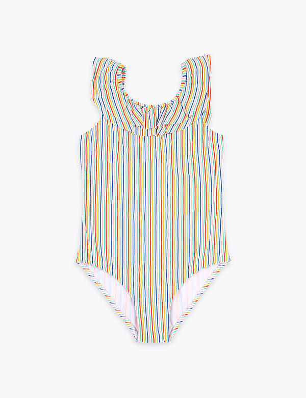 Striped Frill Swimsuit (6-16 Yrs)