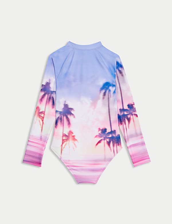 Maillot de bain &agrave; manches longues avec imprim&eacute; coucher de soleil (du 6 au 16 ans) - FR