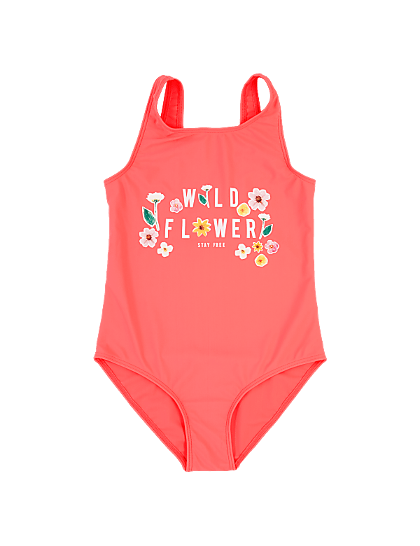 Wild Flower Slogan Swimsuit (6-16 Yrs)