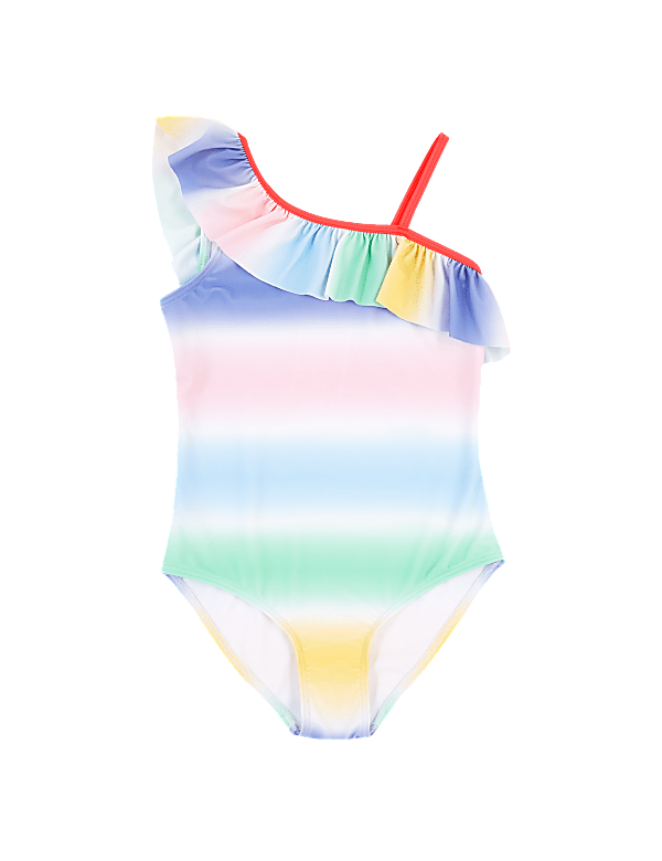 Ombre Stripe One Shoulder Swimsuit (6-16 Yrs)