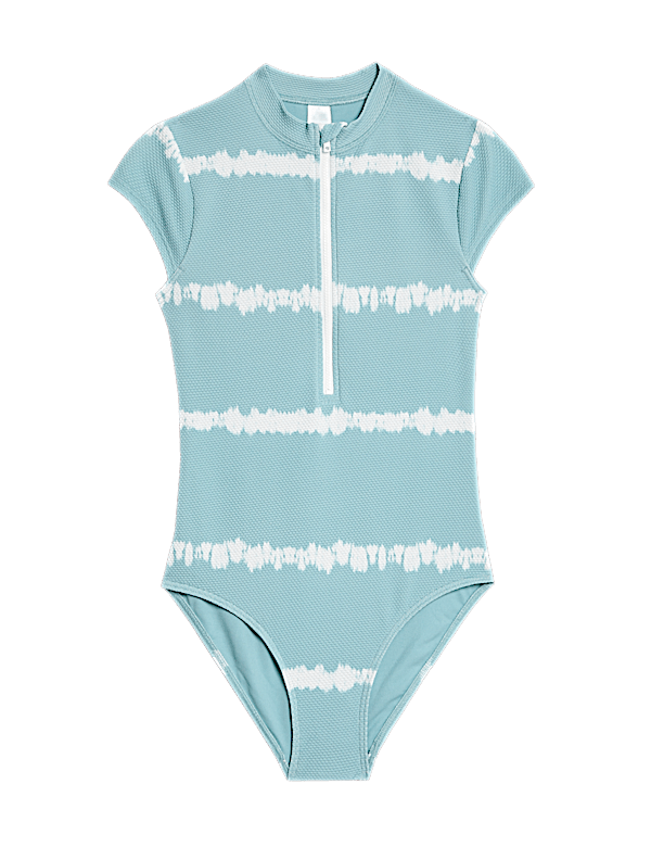 Striped Tie Dye Zip Swimsuit (6-16 Yrs)