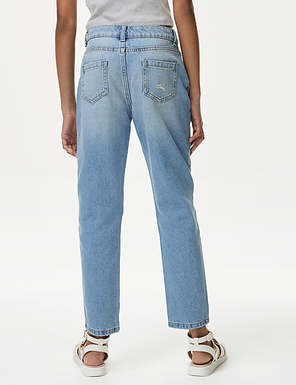 Mom Fit Light Denim Ripped Jeans