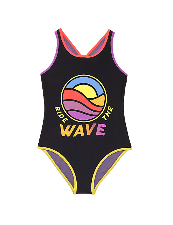 Ride The Wave Slogan Swimsuit (6-16 Yrs)