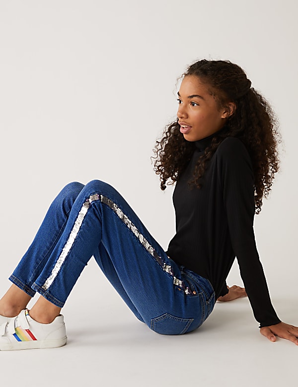 Skinny Cotton Rich Denim Sequin Jeans