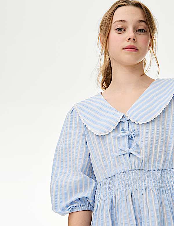 Pure Cotton Striped Dress (6-16 Yrs)