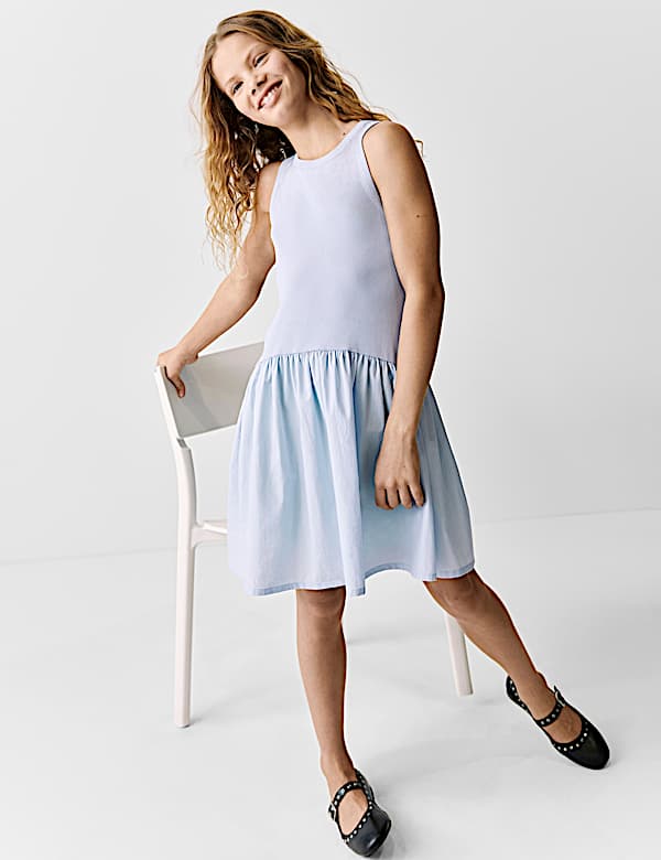 Cotton Rich Ribbed Dress (2-16 Yrs) - GR