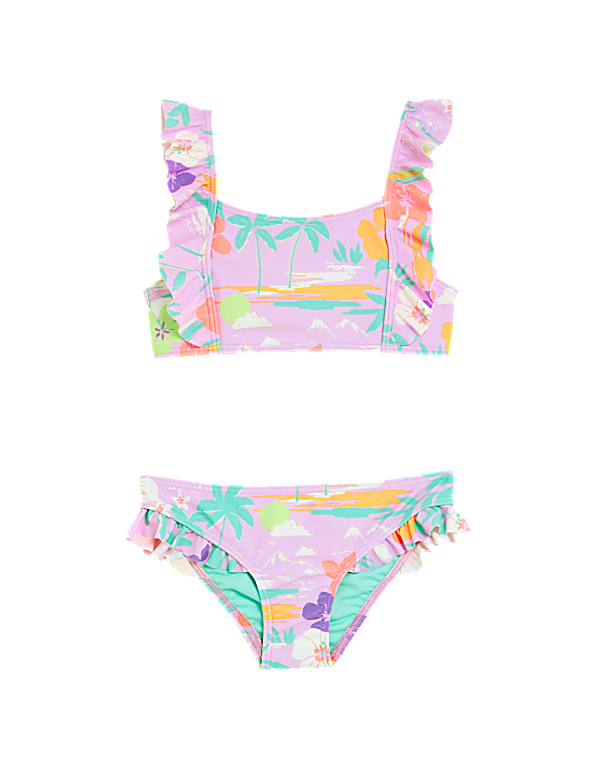 Palm Print Frill Bikini