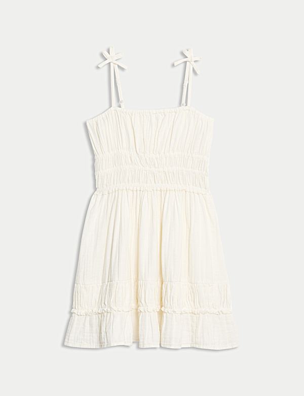 Pure Cotton Shirred Dress (6-16 Yrs) - DK