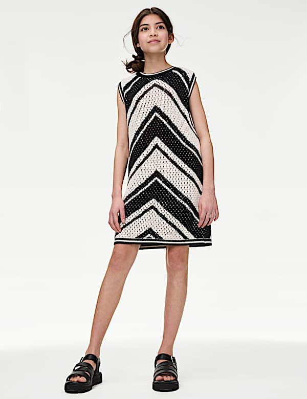 Robe en maille de coton à rayures (du 6 au 16 ans) - CA