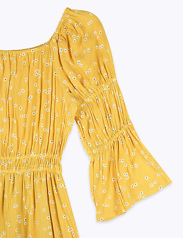 Ditsy Print Shirred Dress (6-16 Yrs)