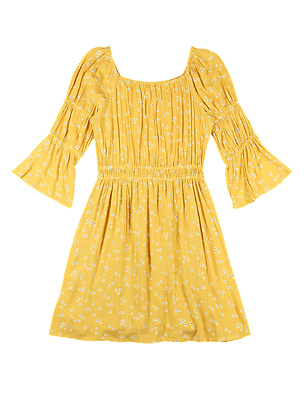 Ditsy Print Shirred Dress (6-16 Yrs)