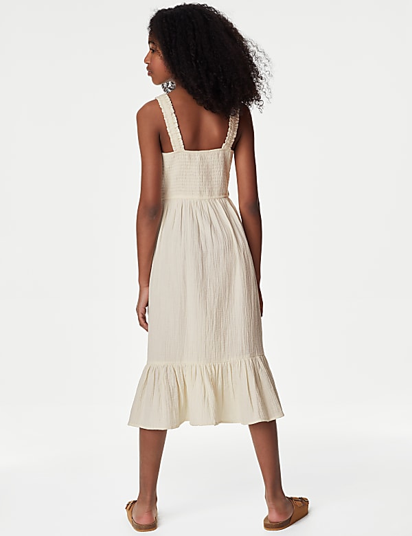 Pure Cotton Patchwork Crochet Midi Dress  (6-16 Yrs)