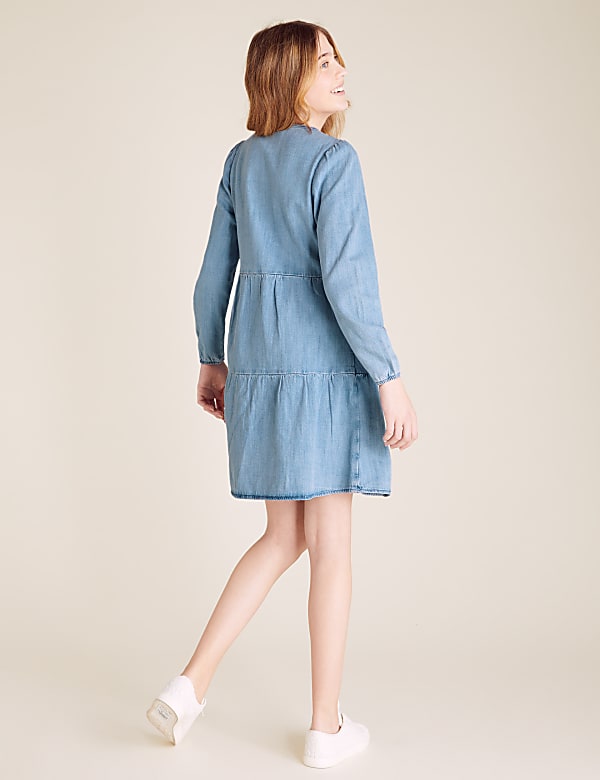 Denim Tiered Wrap Dress (6-14 Yrs)