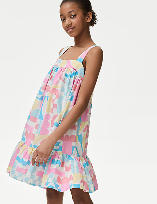Pure Cotton Tiered Dress (6-16 Yrs)