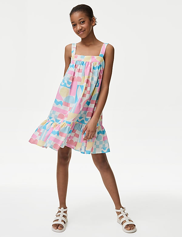Pure Cotton Tiered Dress (6-16 Yrs)