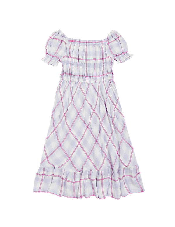 Checked Shirred Midi Dress (6-16 Yrs)